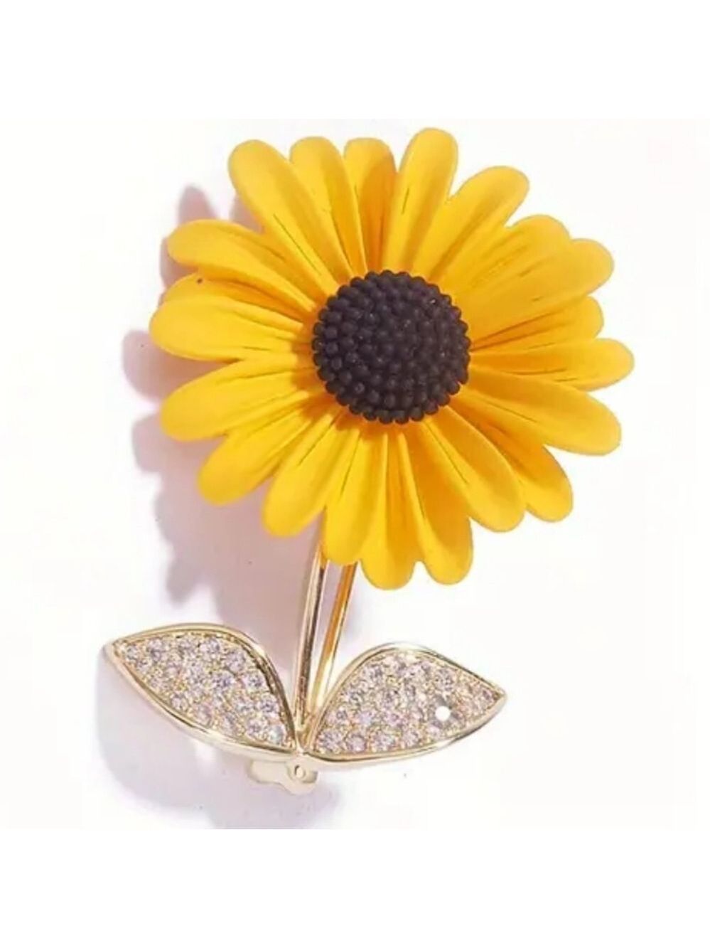 SUNFLOWER Enameled Embellished Brooch Pin BRR